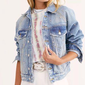 Free People Night after Night Embellished Denim Jacket